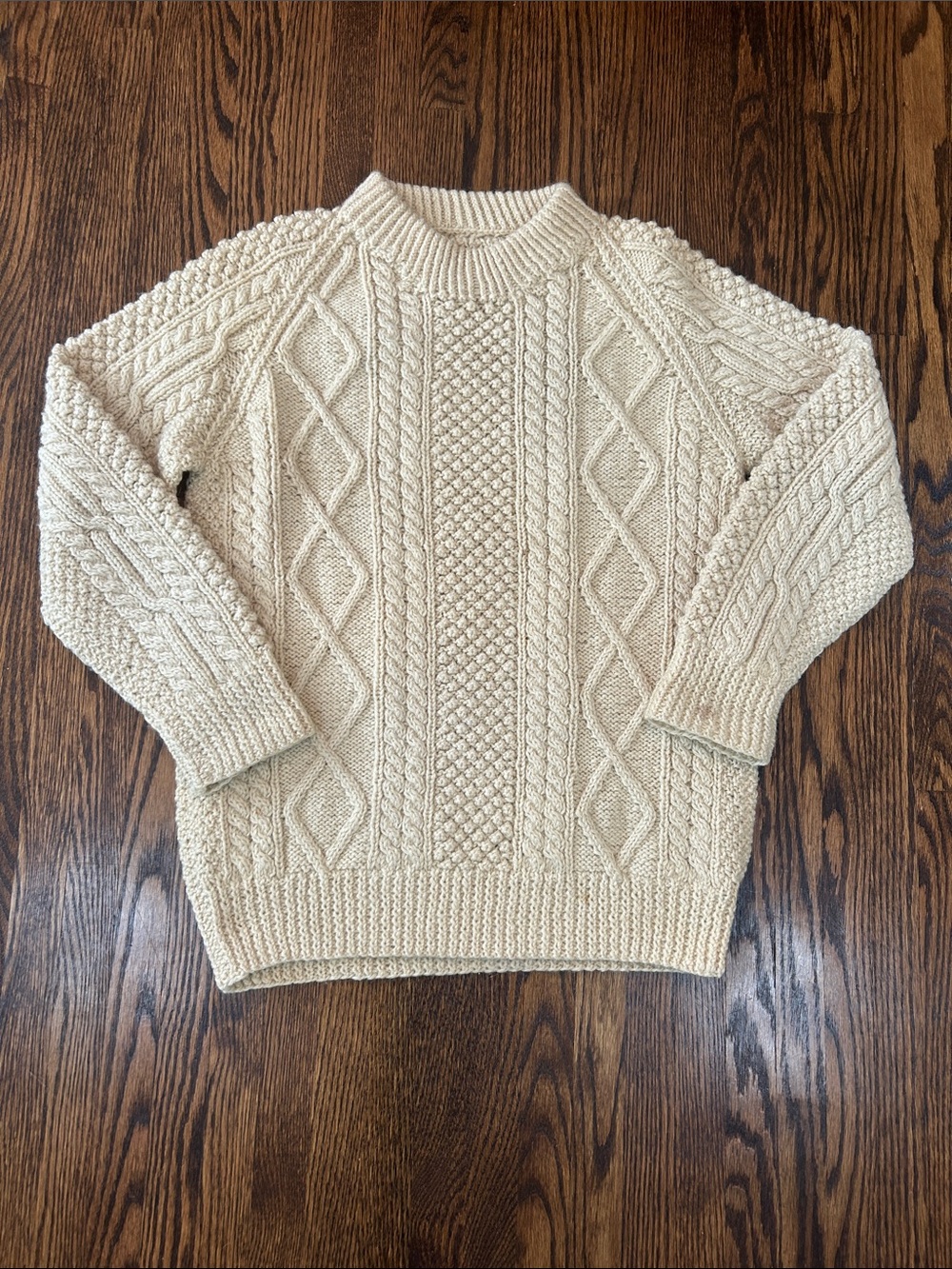Vintage Aran Style Knit Fishermans Sweater